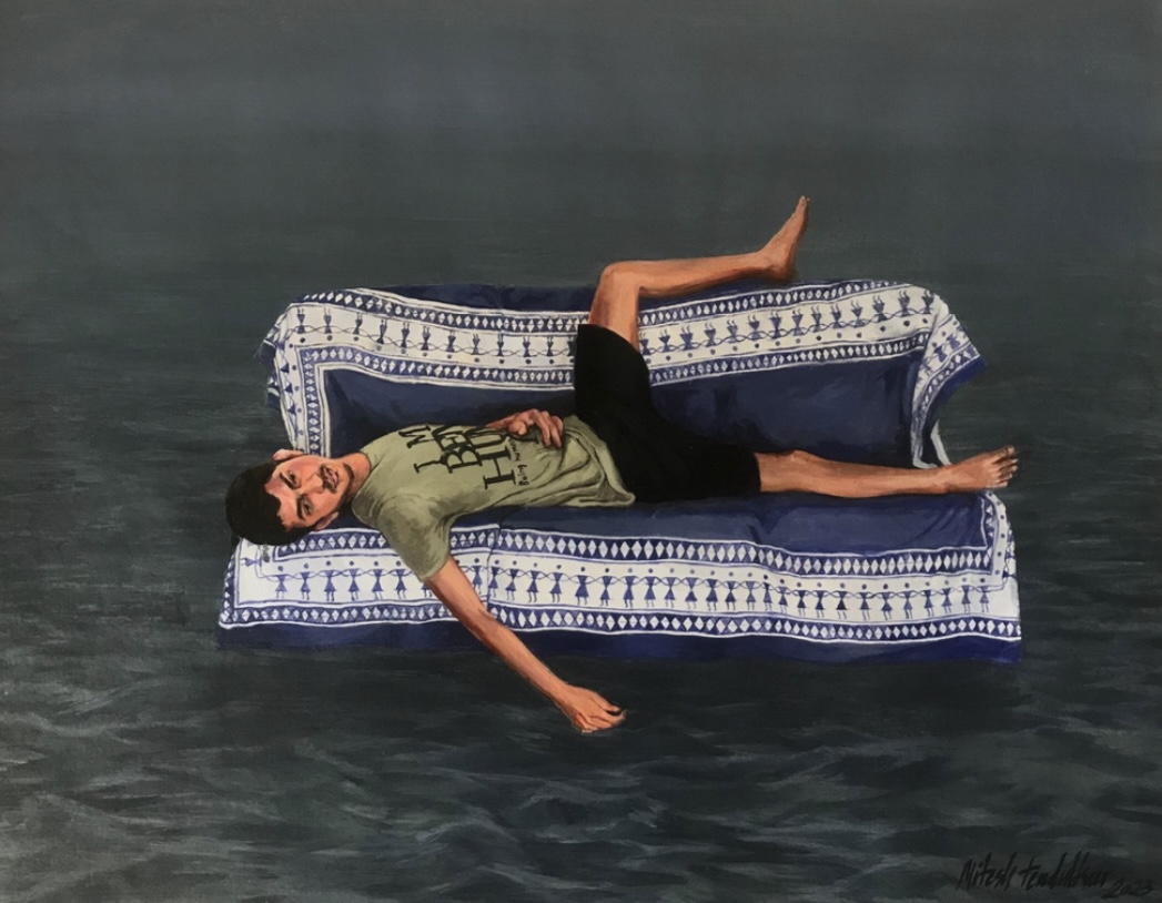 Mitesh Tendulkar | Only comfort space | Acrylic on paper | 22 x 28 inch