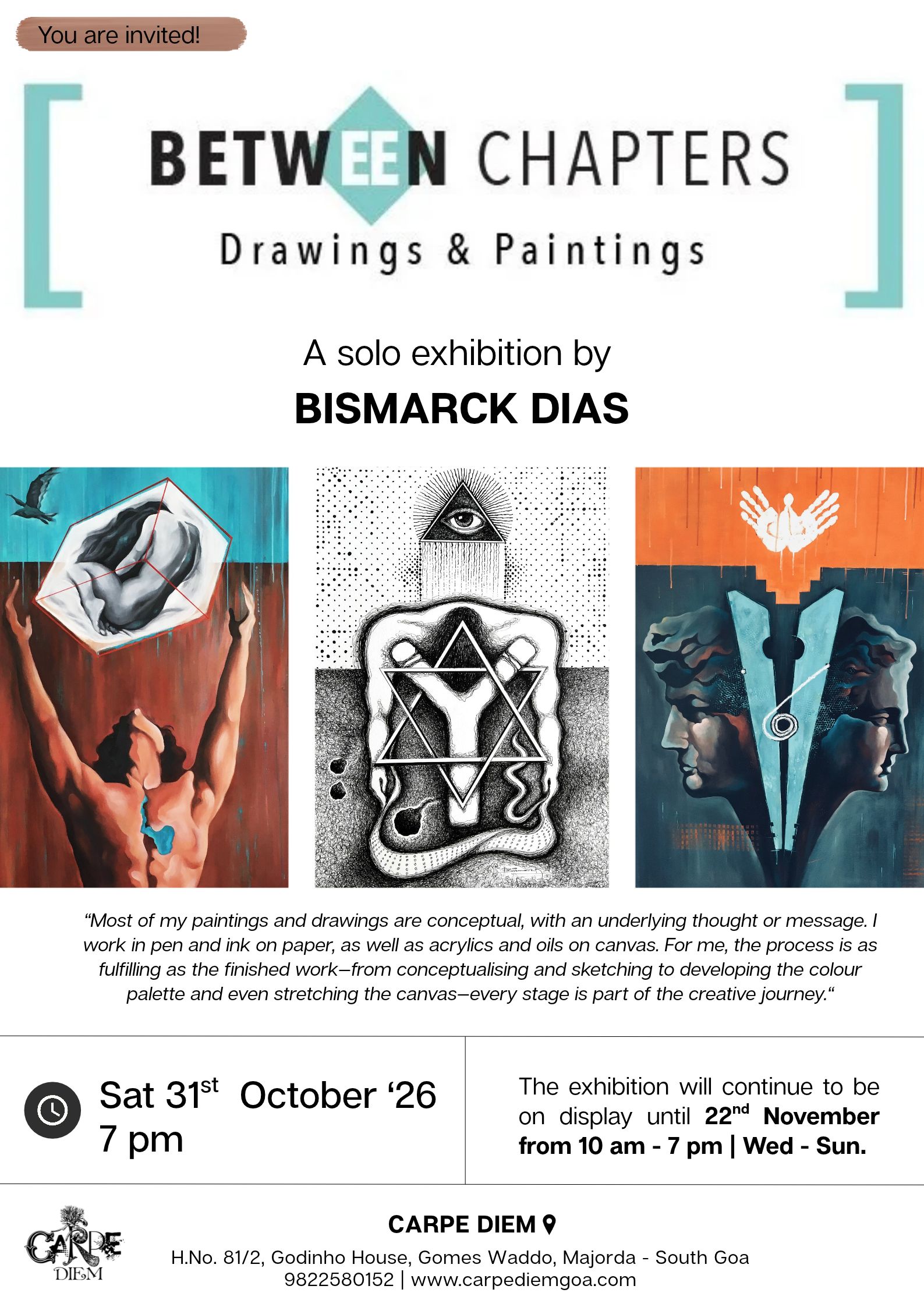 "Between Chapters" - Solo exhibition by Bismarck Dias